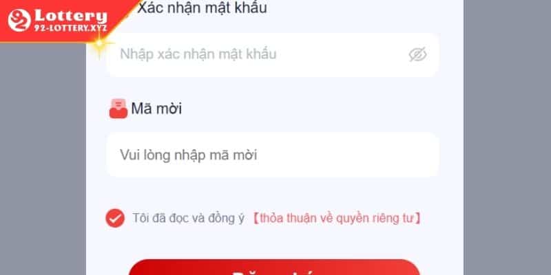 Thao tác đăng ký tài khoản tại 92Lottery diễn ra an toàn